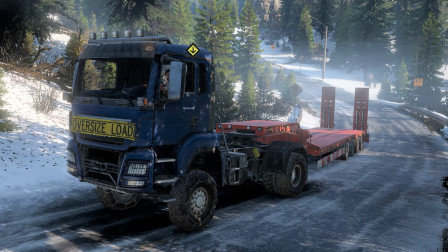 【雪地奔驰】发现新BUG 德国MAN牌卡车真好用 修复滑坡损毁的公路 育空DLC