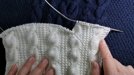 麻花毛衣后片右边斜肩的编织教程，这个方法适合斜肩毛衣的编织图解视频