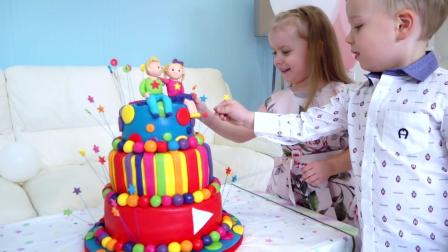 小正太和小萝莉的派对活动，切蛋糕好多玩具儿童娱乐视频