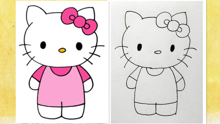 小笨熊的简笔画：教你画简单版的Hello Kitty，好可爱