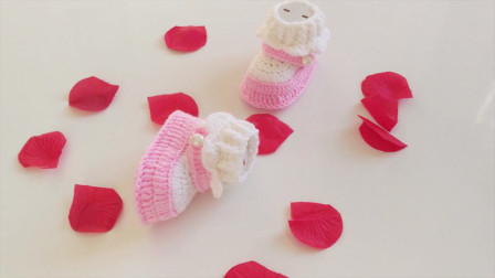 「钩针编织」漂亮的粉色花边鞋！图解视频