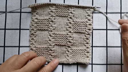 竖条纹方块花型编织视频教程二，适合编织中性款的毛衣，简单易学图解视频