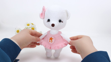 钩针编织玩偶教程可爱漂亮的白熊姑娘第三集图解视频