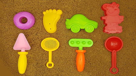 玩沙子制作蛋糕小汽车，趣味亲子游戏认颜色