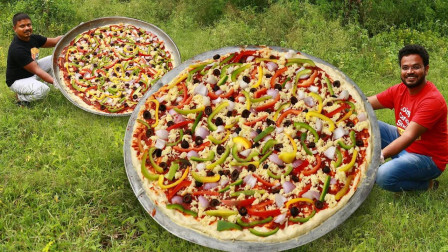 印度小哥挑战巨型披萨，丰富多样的纯天然食材，意大利人看了都只呼内行