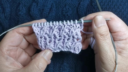 斜纹浮雕花的编织视频教程，花型厚实保暖，适合编织打底毛衣图解视频