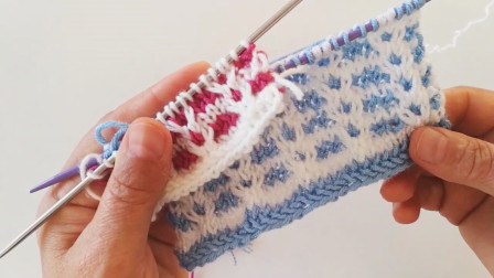 「棒针编织」漂亮的双色网格花纹图解视频