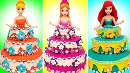 手工趣味小创意：给3位迪士尼公主打造漂亮的3层蛋糕裙！