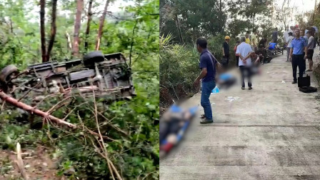 安徽太湖县一辆皮卡车坠入山沟，致12人2人受伤