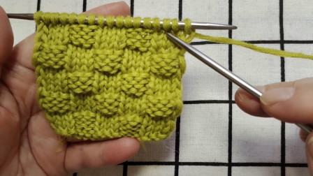 上下针组合的方块花型编织教程，适合编织中性款式的毛衣和围巾图解视频