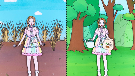魔法公主换装动画 芭比看到森林变成了荒地，于是她用魔法变出小树并种上，森林恢复了原样！