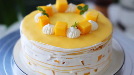 芒果千层蛋糕的做法，不用烤箱的一款，颜值口感一流！强烈推荐！