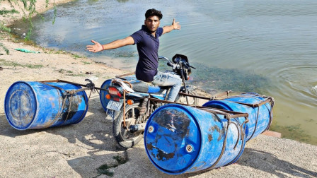 用塑料桶发明水下摩托车，能在水上漂移吗？发动机：我进水了