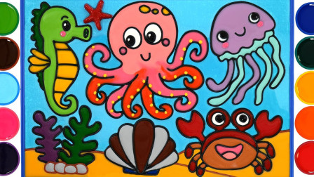 章鱼 水母果冻着色，颜色认知启蒙动画