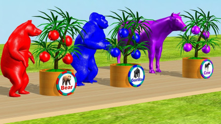 轻松趣味学颜色识动物 动物吃水果颜色卡通