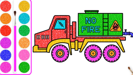 儿童彩绘涂画消防车，长大做最美的消防员战士，一起加油努力吧！