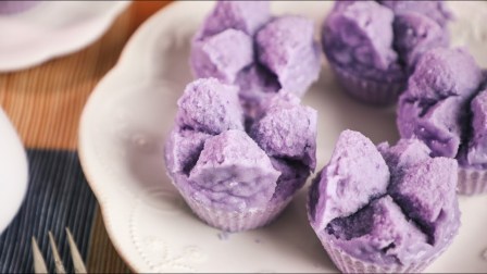 紫薯椰汁纯米发糕，简单易做，好吃到停不下来