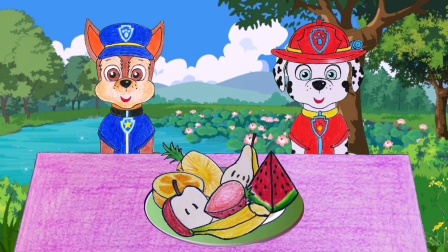 汪汪队立大功手绘动画剧场 毛毛阿奇想要把水果拼盘，变成美味的水果蛋糕