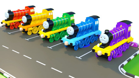宝宝跟托马斯小火车认知颜色，儿童益智动画