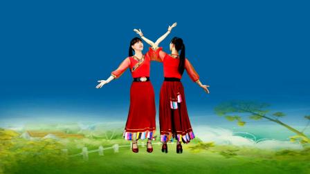 阳光香果广场舞 藏族舞《高原情歌》正背面同步跳，天籁之音越听越好听