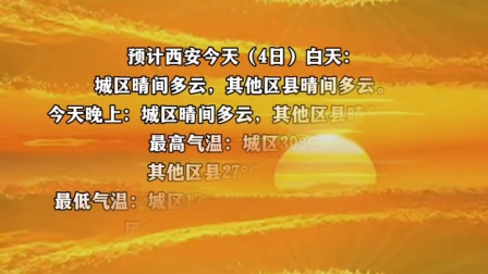 西安天气预报：最高气温33℃
