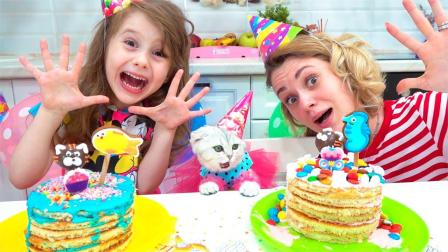 伊娃亲手做生日蛋糕，为小猫咪庆祝生日！