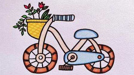 【自行车简笔画】漂亮的自行车，你也想骑车出去玩吗