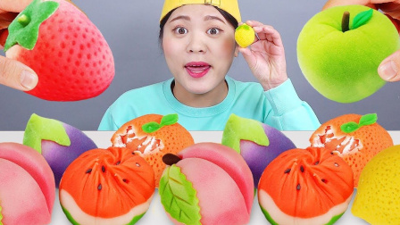 水果蛋糕甜点吃播，多纳吃的水果蛋糕真的像水果吗？