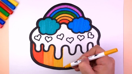 幼儿绘画俱乐部 教小朋友们画彩虹生日蛋糕