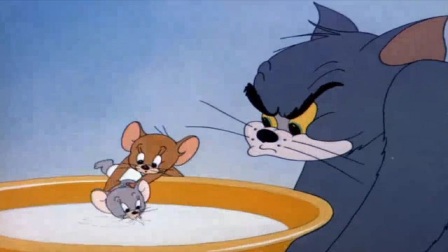 猫和老鼠：老鼠带小孩喝牛奶，被猫百般阻挠