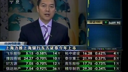 市场零距离 2010 上海力推上海银行东方证券今年上市 100623 市场零距离