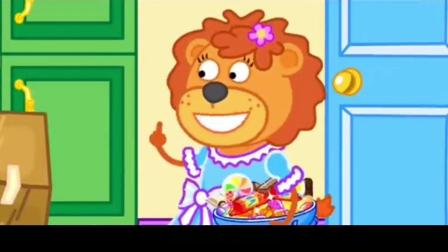 小狮子动画：调皮的小狮子想趁妈妈不在偷吃糖果，小朋友不要学它