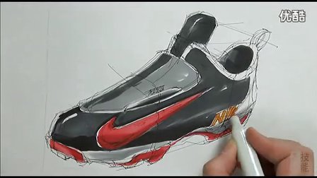 耐克运动鞋马克笔上色视频教程 意翔工业设计手绘推荐视频