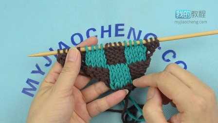 格子花型织法粗毛线手工编织