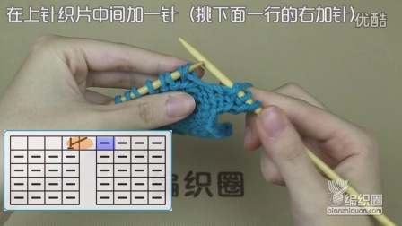 在上针织片中间加一针的方法（挑下面一行的右加针）编织款式