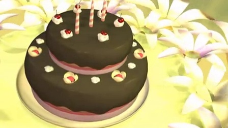 A4巧克力水果生日蛋糕蜡烛旋转花瓣