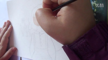 水彩视频 画画的小女孩 水彩教程 手绘动漫 手绘教程