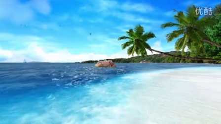 CP688海滩海水椰树 浪花一朵朵 海洋沙滩舞会LED舞台视频动态背景_高清