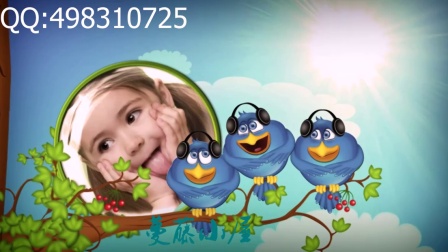 可爱小鸟主题的儿童成长生日卡通视频相册
