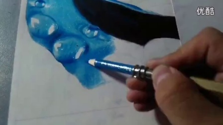 室内设计手绘培训-彩铅手绘蓝色妖姬