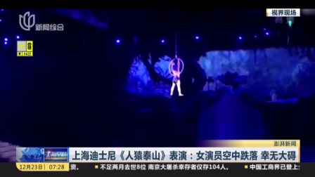 上海迪士尼《人猿泰山》表演：女演员空中跌落  幸无大碍 上海早晨 161223