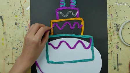 少儿拼贴画：生日蛋糕
