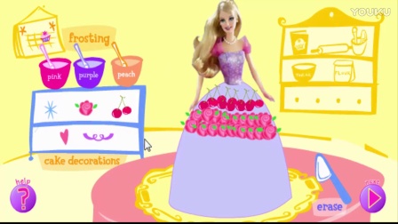 做芭比娃娃蛋糕 芭比过生日 给她做个蛋糕 做饭小游戏