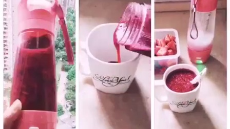 【派多乐女神榨汁杯】鲜榨桑葚草莓汁做法