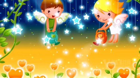 B94卡通可爱天使星星 六一儿童节晚会节目表演唱led视频素材