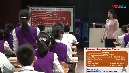 初中英语七年级下册现在进行时 Section A 1a-2c教学视频，重庆