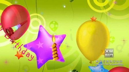 生日快乐宴会儿童卡通蜡烛气球蛋糕生日歌 LED电子大屏幕舞台KTVVJ视频素材8