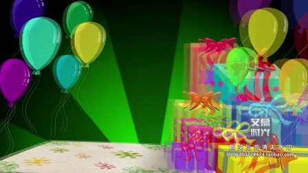 生日快乐宴会儿童卡通蜡烛气球蛋糕生日歌 LED电子大屏幕舞台KTVVJ视频素材17