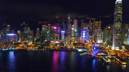 航拍香港维多利亚港夜景楼宇建筑(6889)1080P