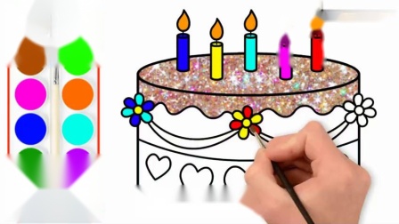 绘画早教，教宝宝如何画生日蛋糕并着色！